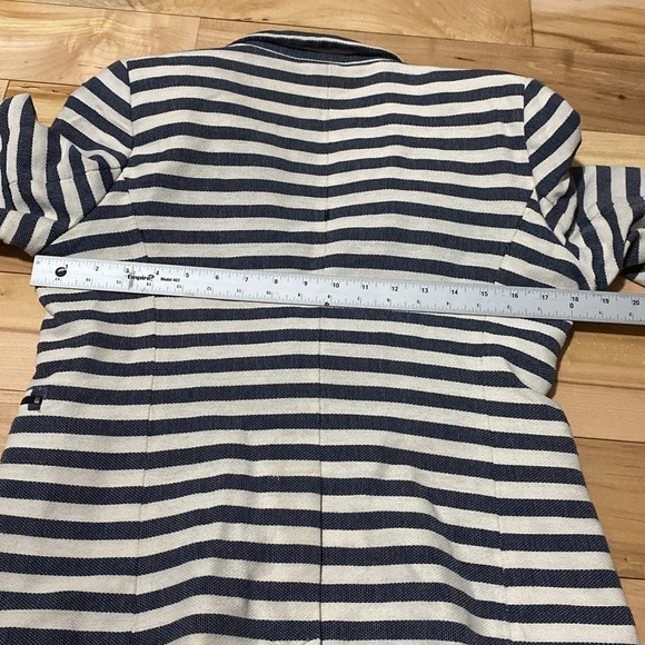 Striped Navy and White Women's Blazer - Picture 5 of 16